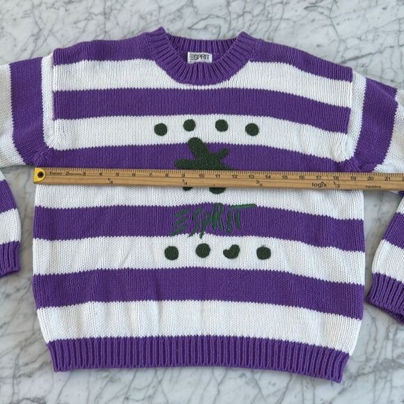 Vintage 90’s Y2K Esprit Chunky Knit Sweater Striped Womens S/M - Picture 4 of 6